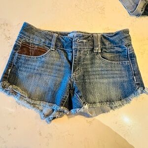 Jolt Blue Jean Shorts with Brown Accent